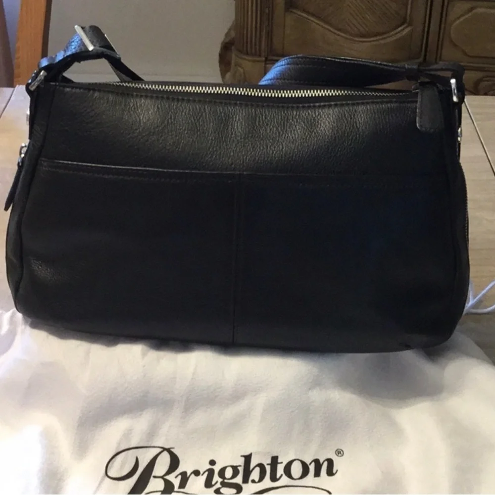 Gorgeous BRIGHTON BAG. Black w/Brown Patent Croc - Picture 4 of 6
